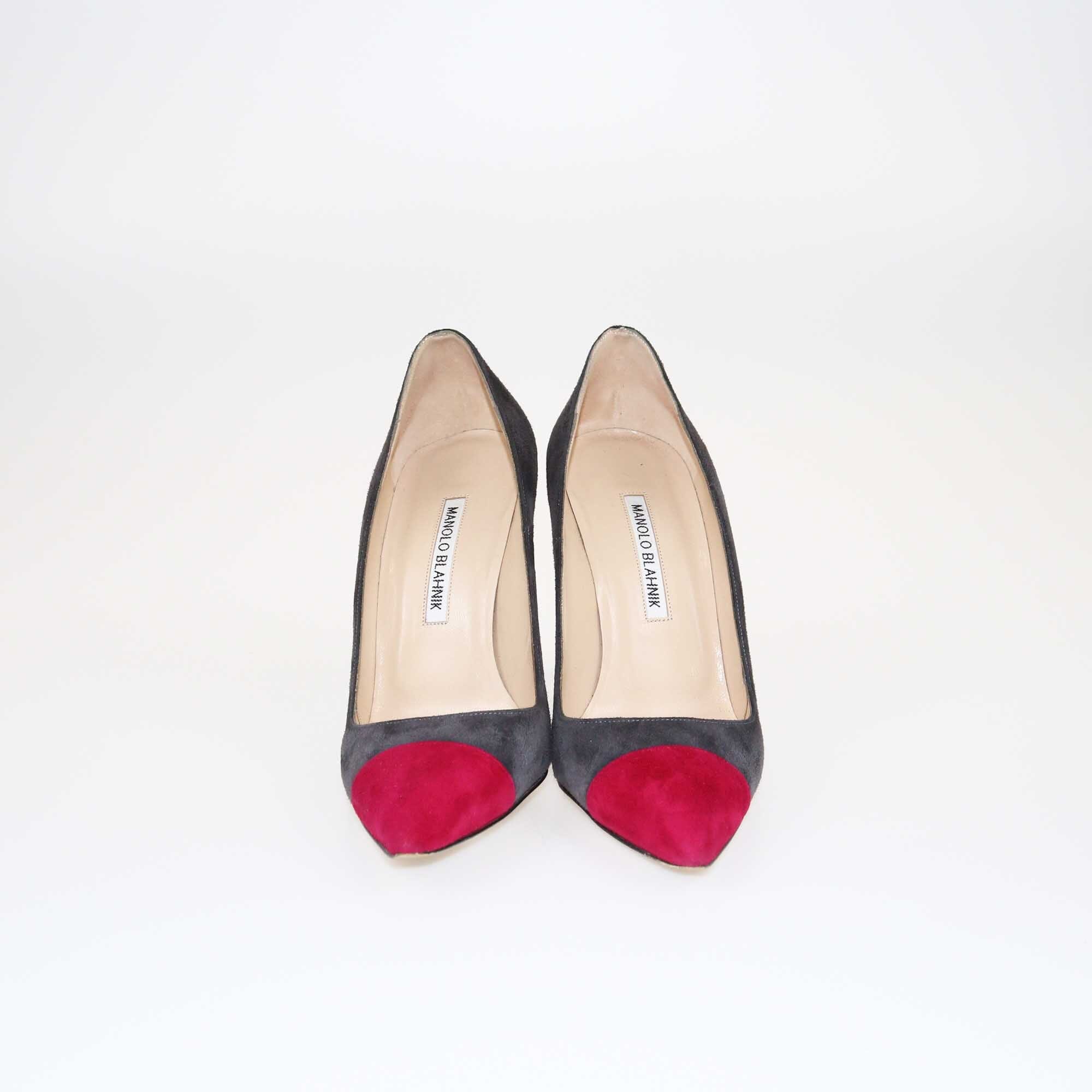 Manolo Blahnik Dark Grey/Magenta Bipunta Pointed Toe Pumps Shoes Manolo Blahnik 