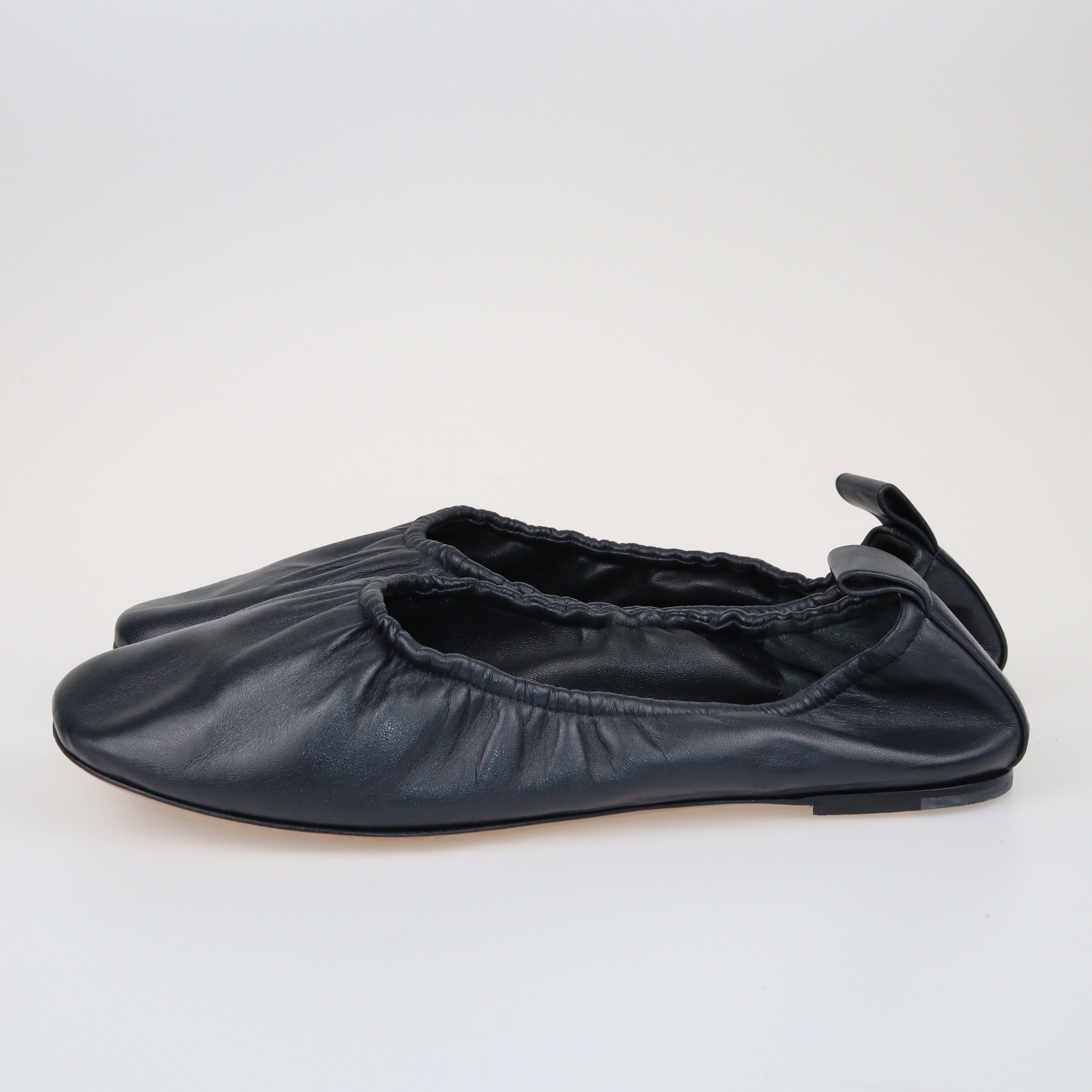Black Scrunch Ballet Flats Shoes Celine 