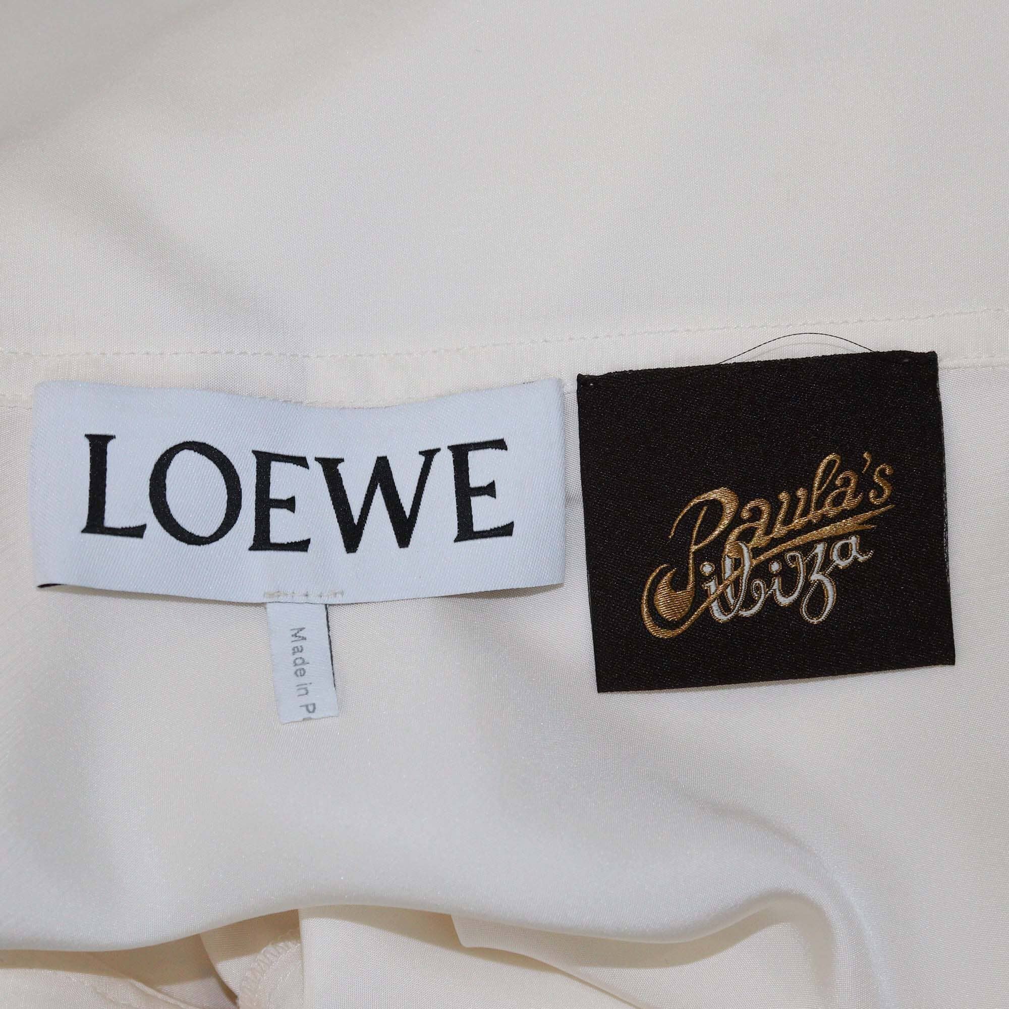 Loewe Off White Macrame Lace Trim Belted Trouser Womens Loewe 