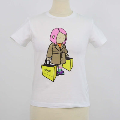 Fendi Kids White Cotton Fendi Doll Print T-Shirt