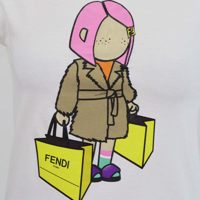 Fendi Kids White Cotton Fendi Doll Print T-Shirt