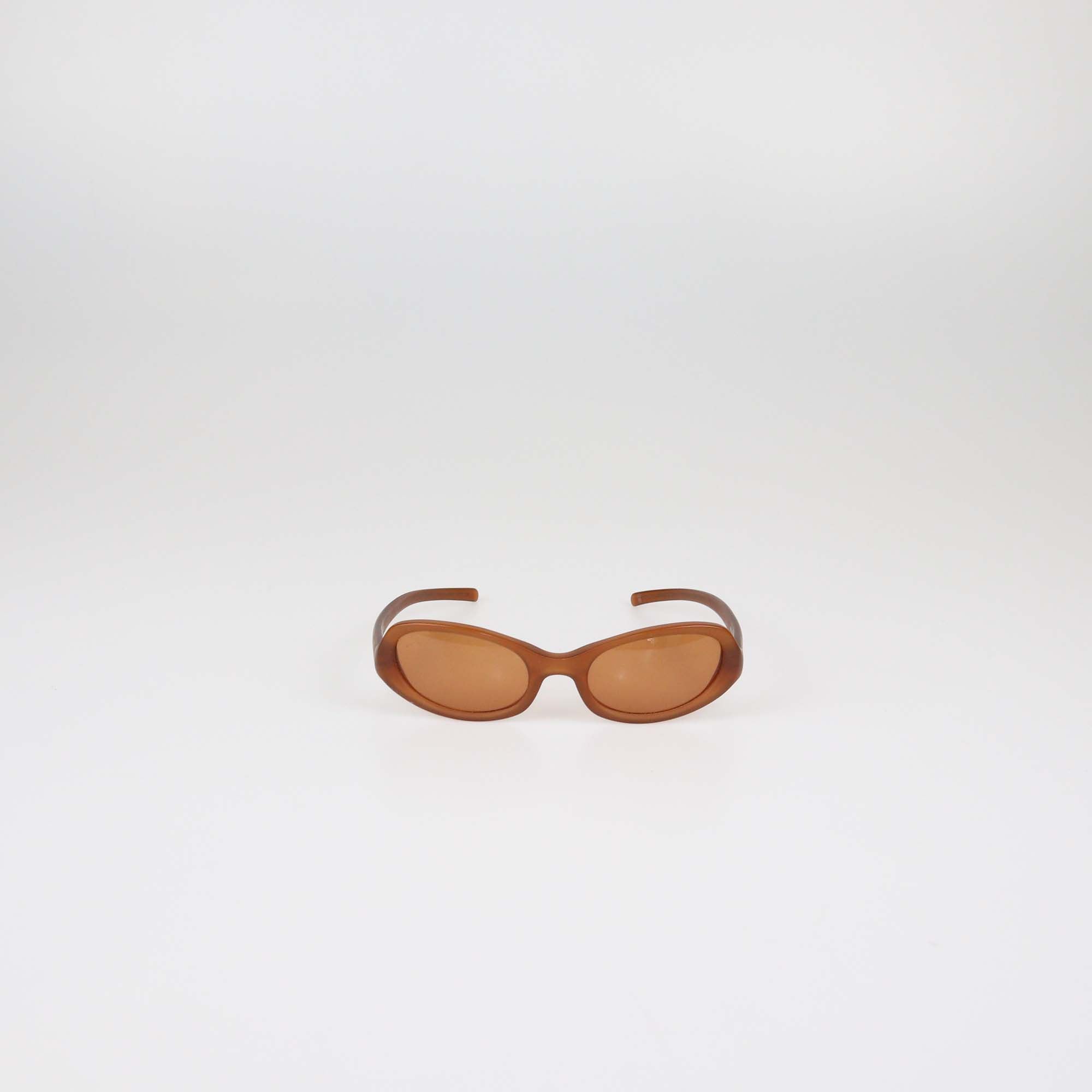 Prada Brown Acetate Translucent Oval Sunglasses