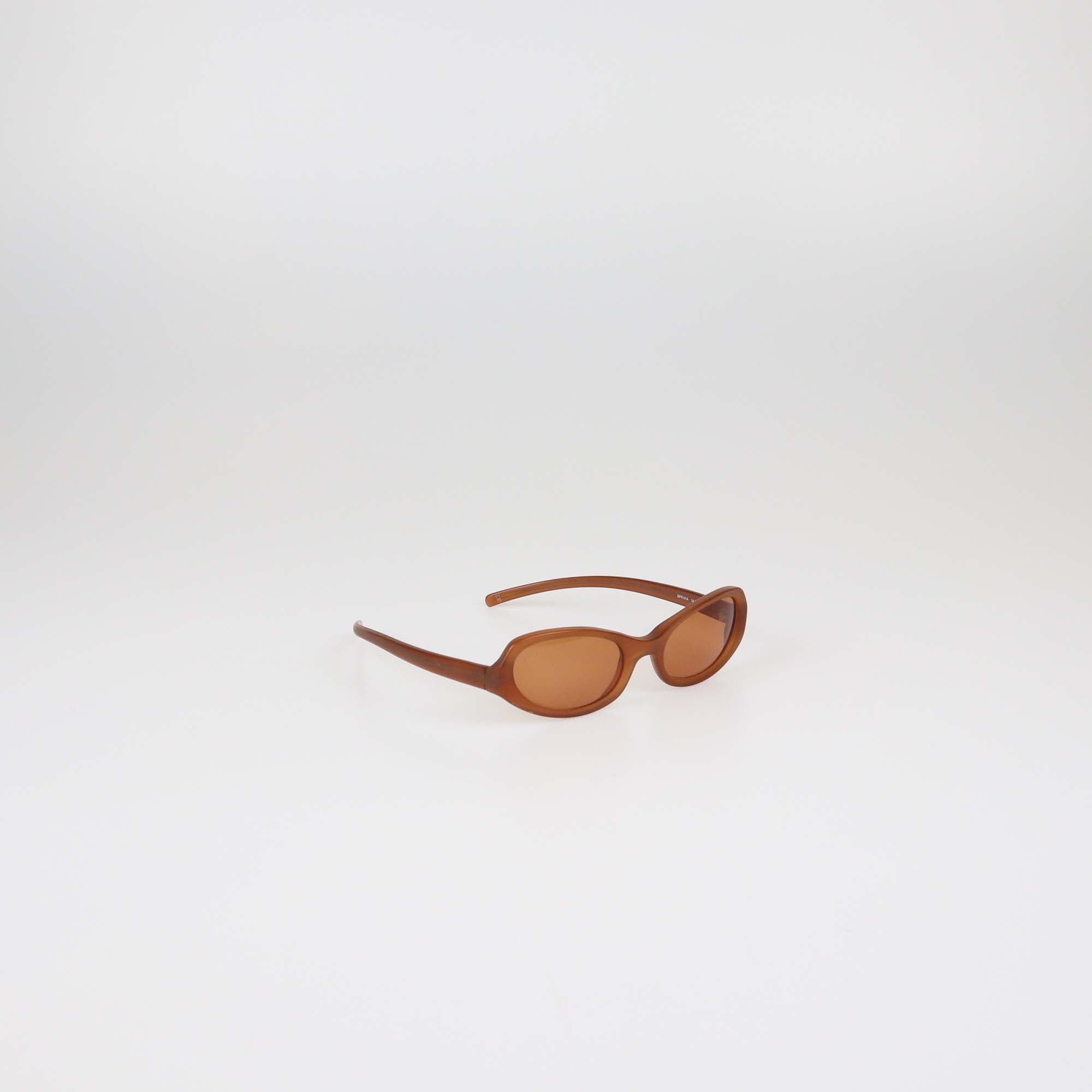 Prada Brown Acetate Translucent Oval Sunglasses