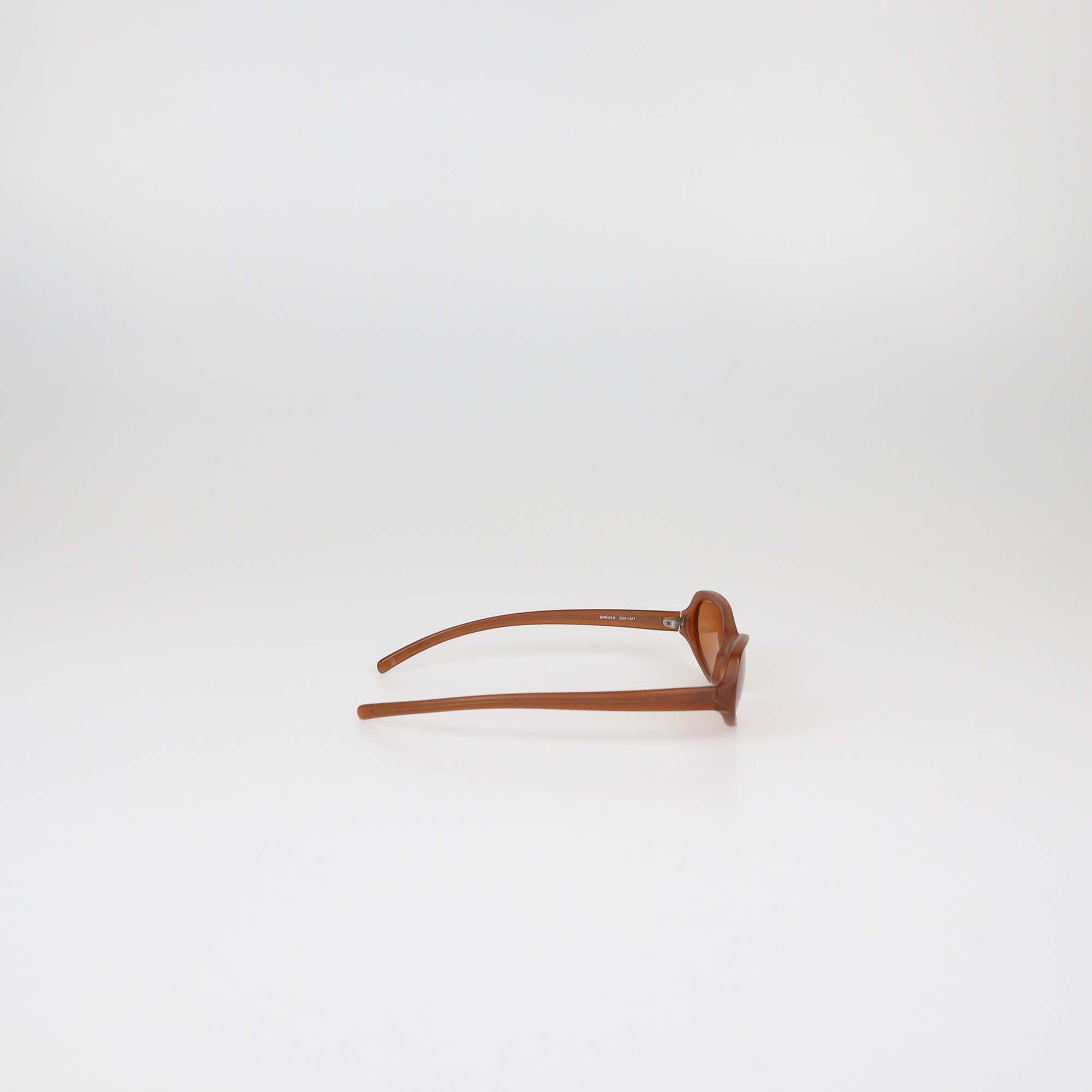 Prada Brown Acetate Translucent Oval Sunglasses