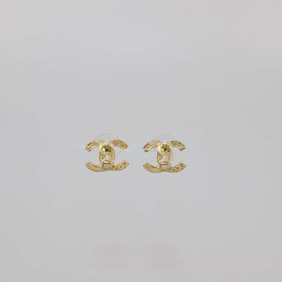 Chanel Gold Tone CC Crystals Stud Earrings