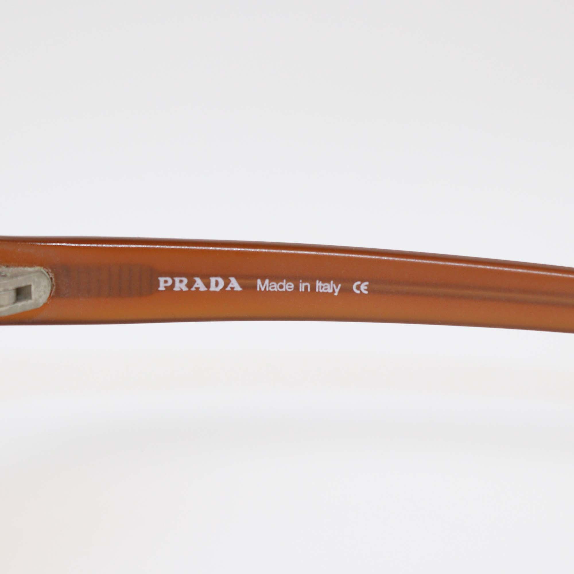 Prada Brown Acetate Translucent Oval Sunglasses