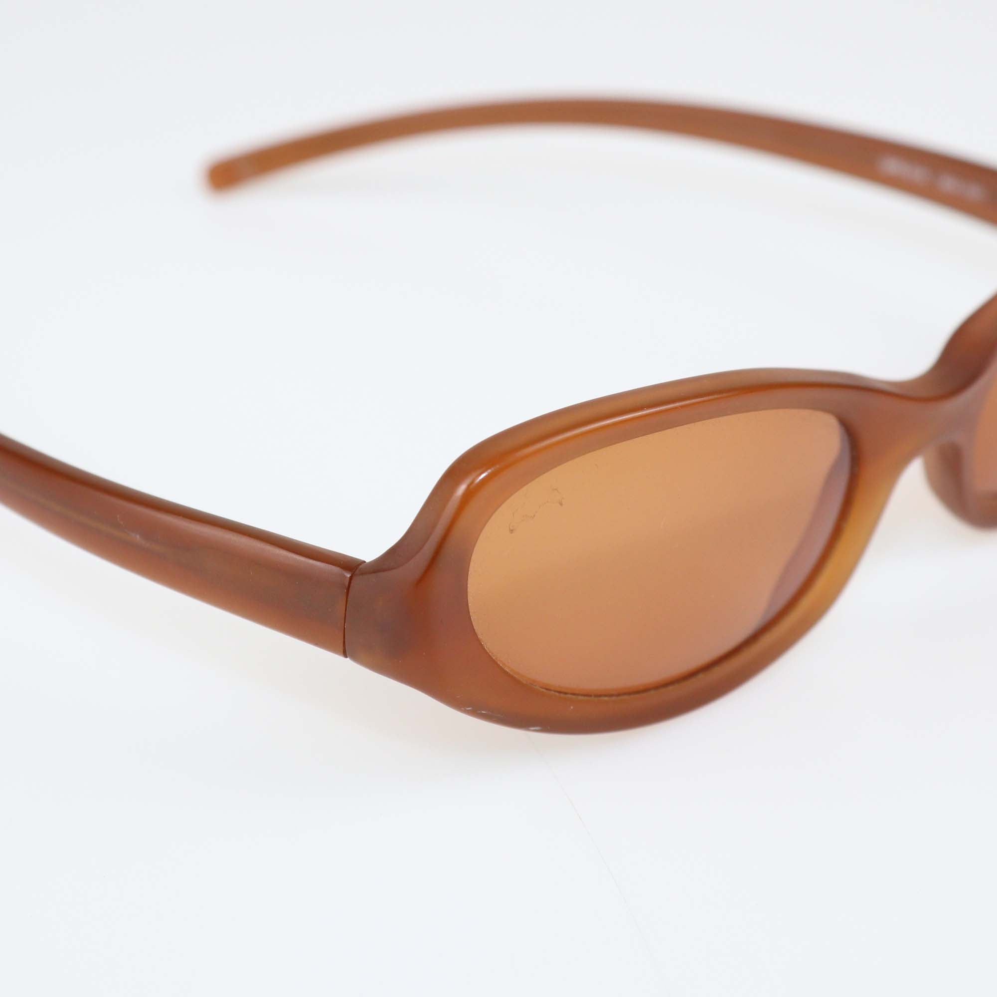 Prada Brown Acetate Translucent Oval Sunglasses
