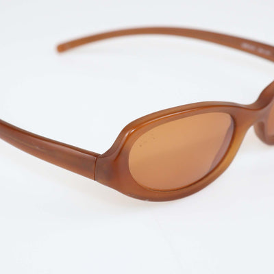 Prada Brown Acetate Translucent Oval Sunglasses