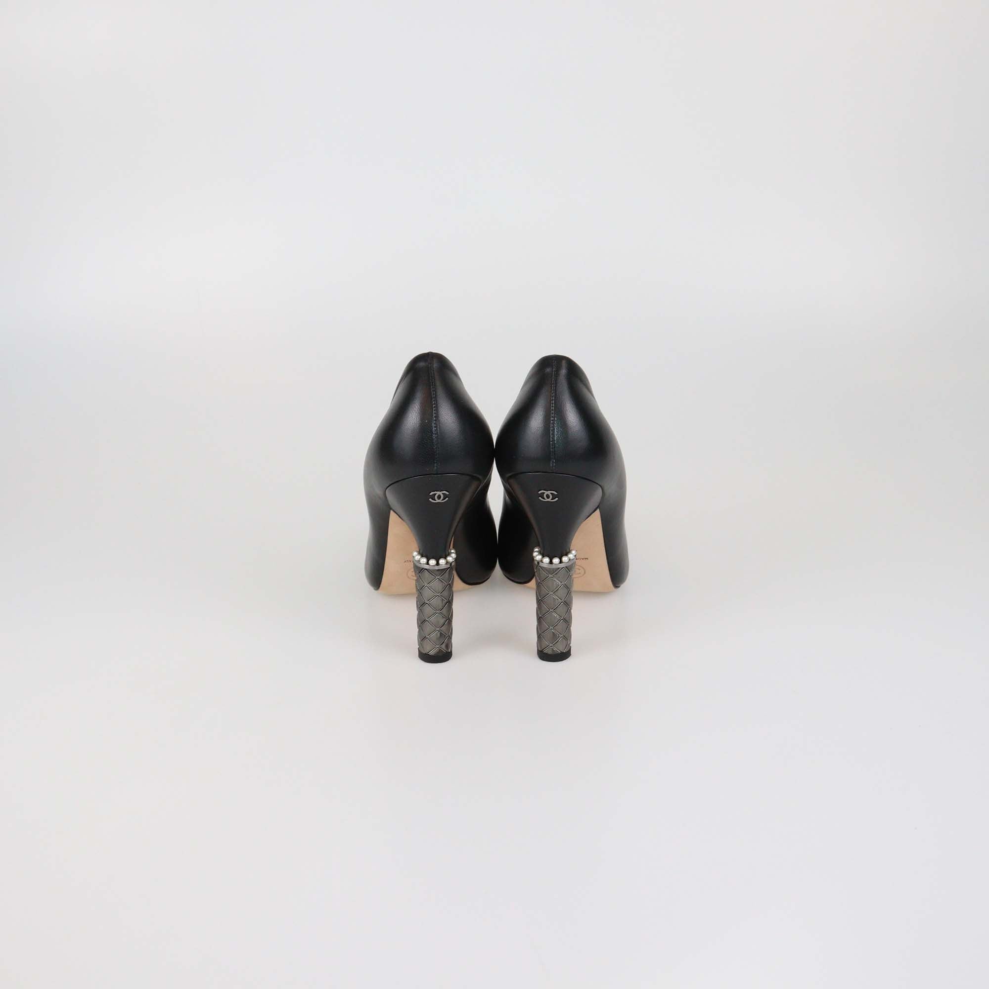 Chanel Multicolor Tweed Block Heel Cap Toe Pumps