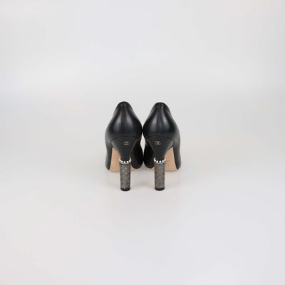 Chanel Multicolor Tweed Block Heel Cap Toe Pumps