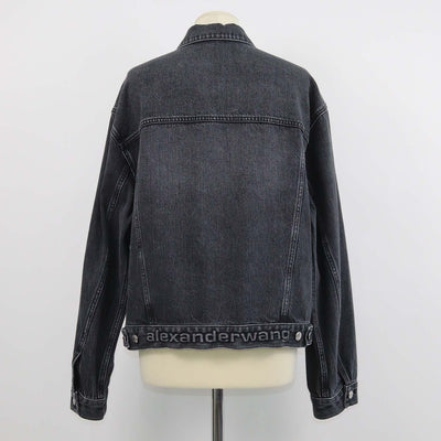 Alexander Wanf Black Denim Button Up Jacket
