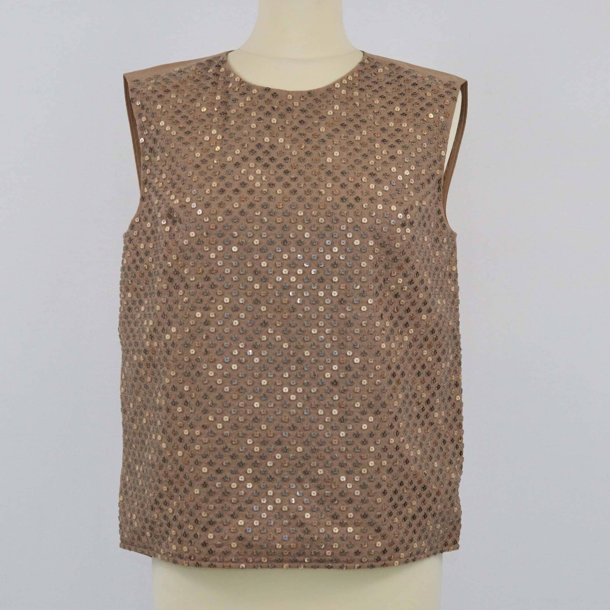 Brunello Cucinelli Brown Sequins Embellished Sleeveless Top Womens Brunello Cucinelli 