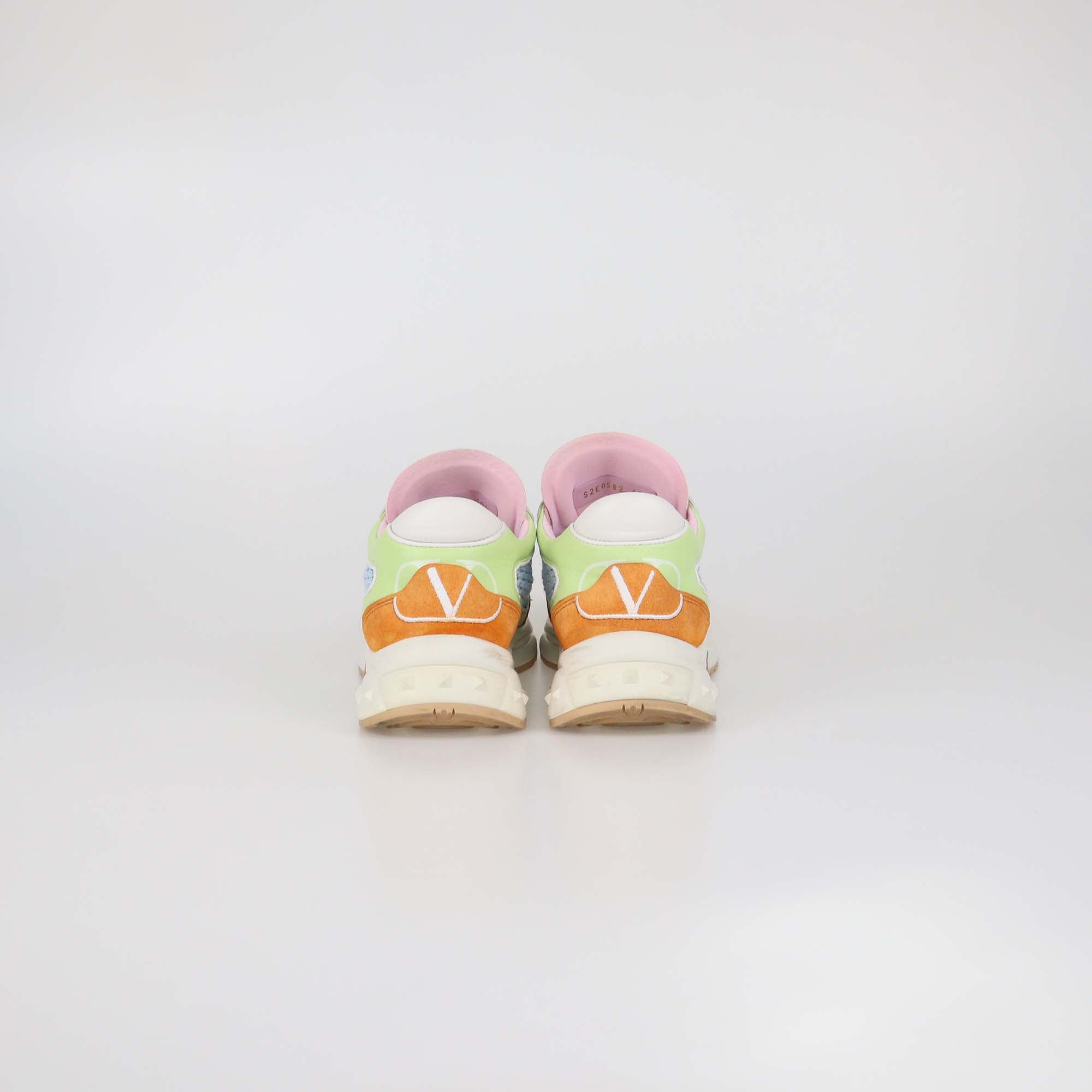 Valentino Multicolor Leather and Mesh Fabric Lace Up Sneakers