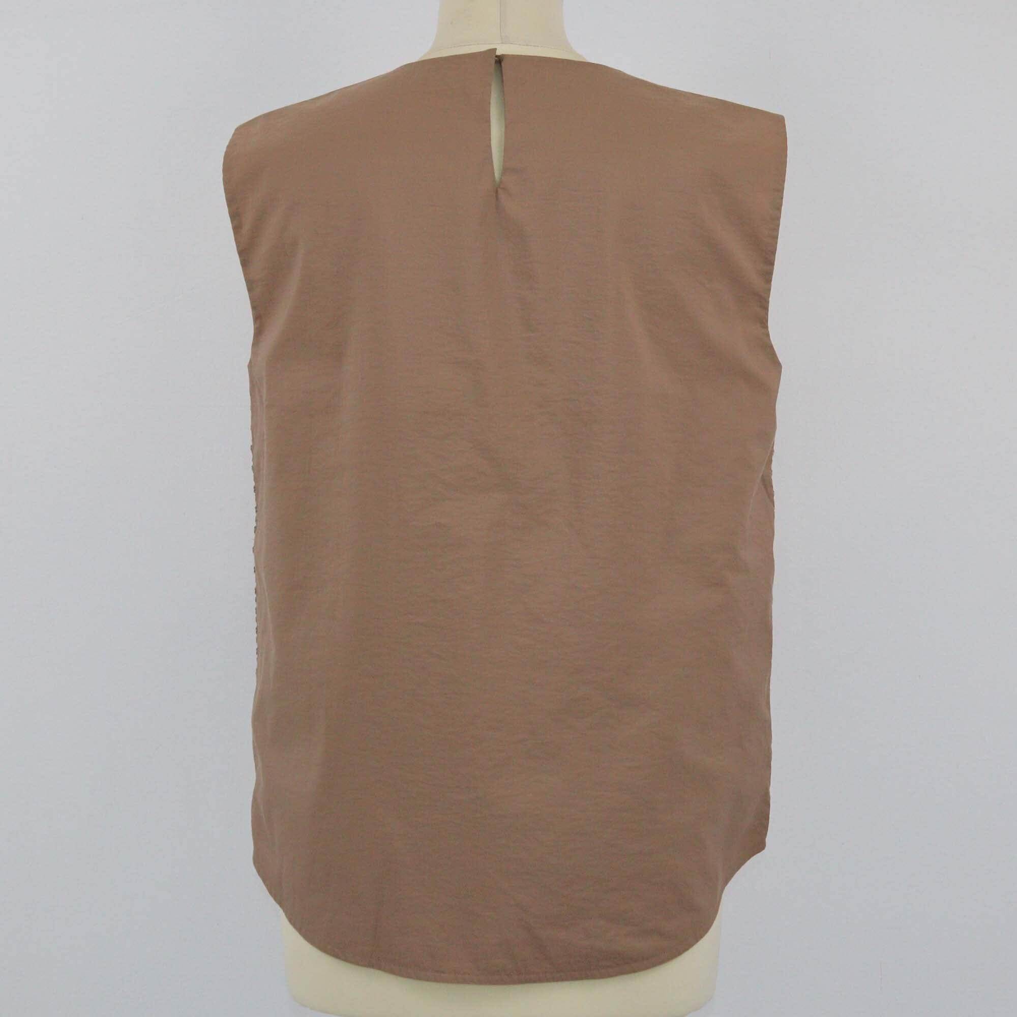 Brunello Cucinelli Brown Sequins Embellished Sleeveless Top Womens Brunello Cucinelli 