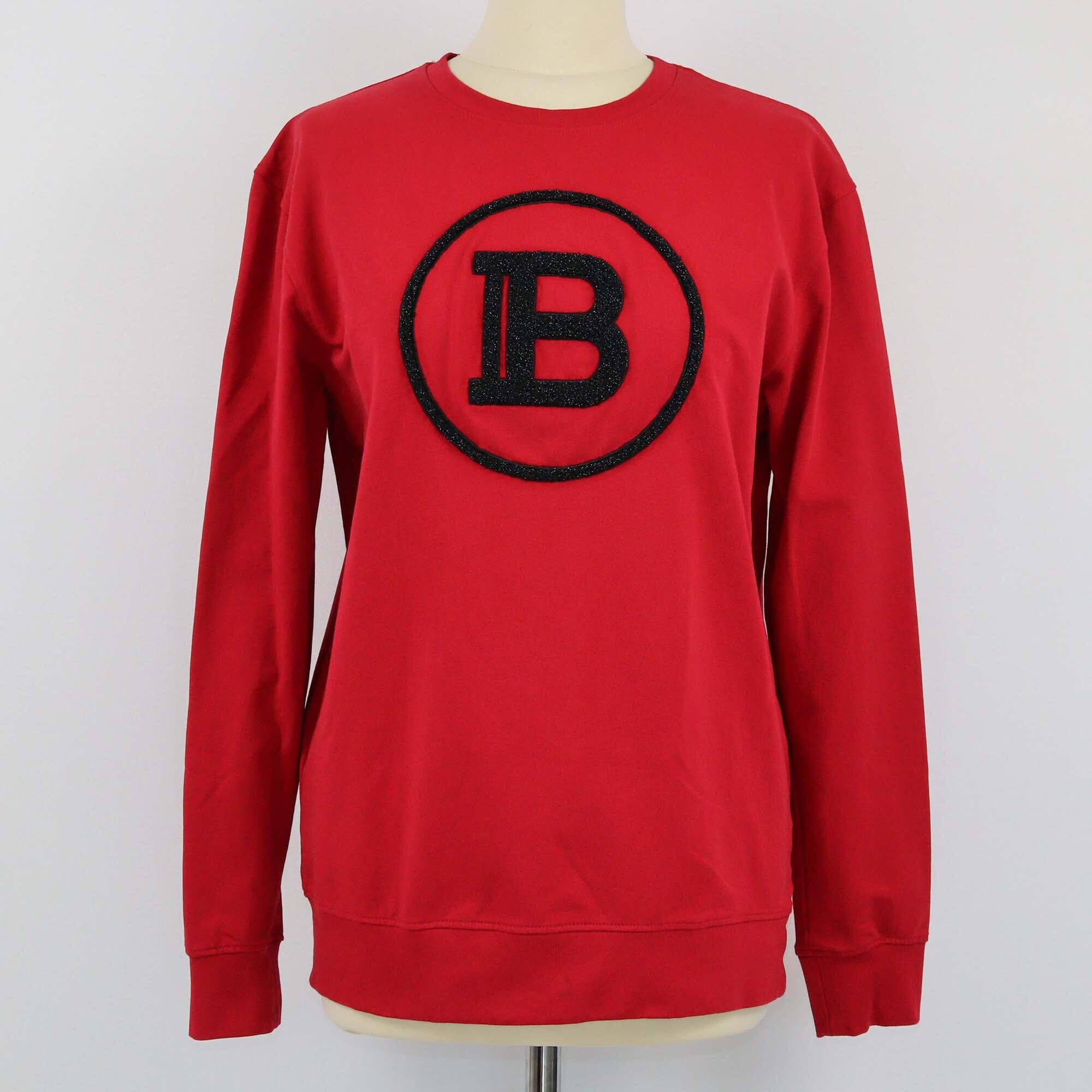 Balmain Red B Logo Embroidered Sweatshirt