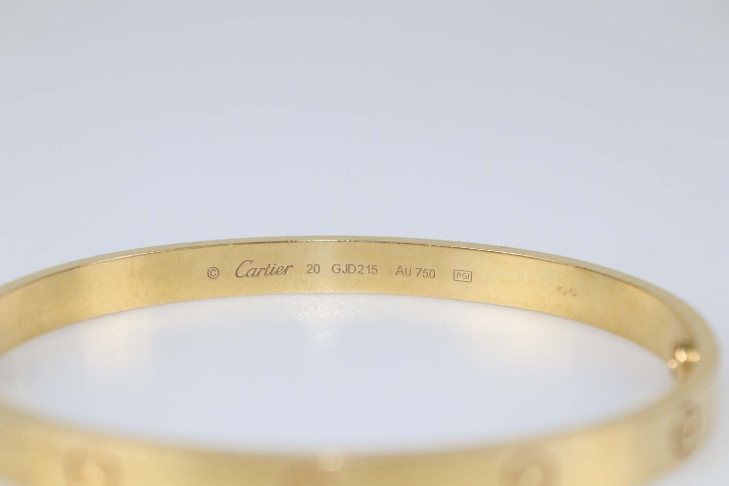 Cartier 18K Yellow Gold Classic Love Bangle Bracelet Size 20