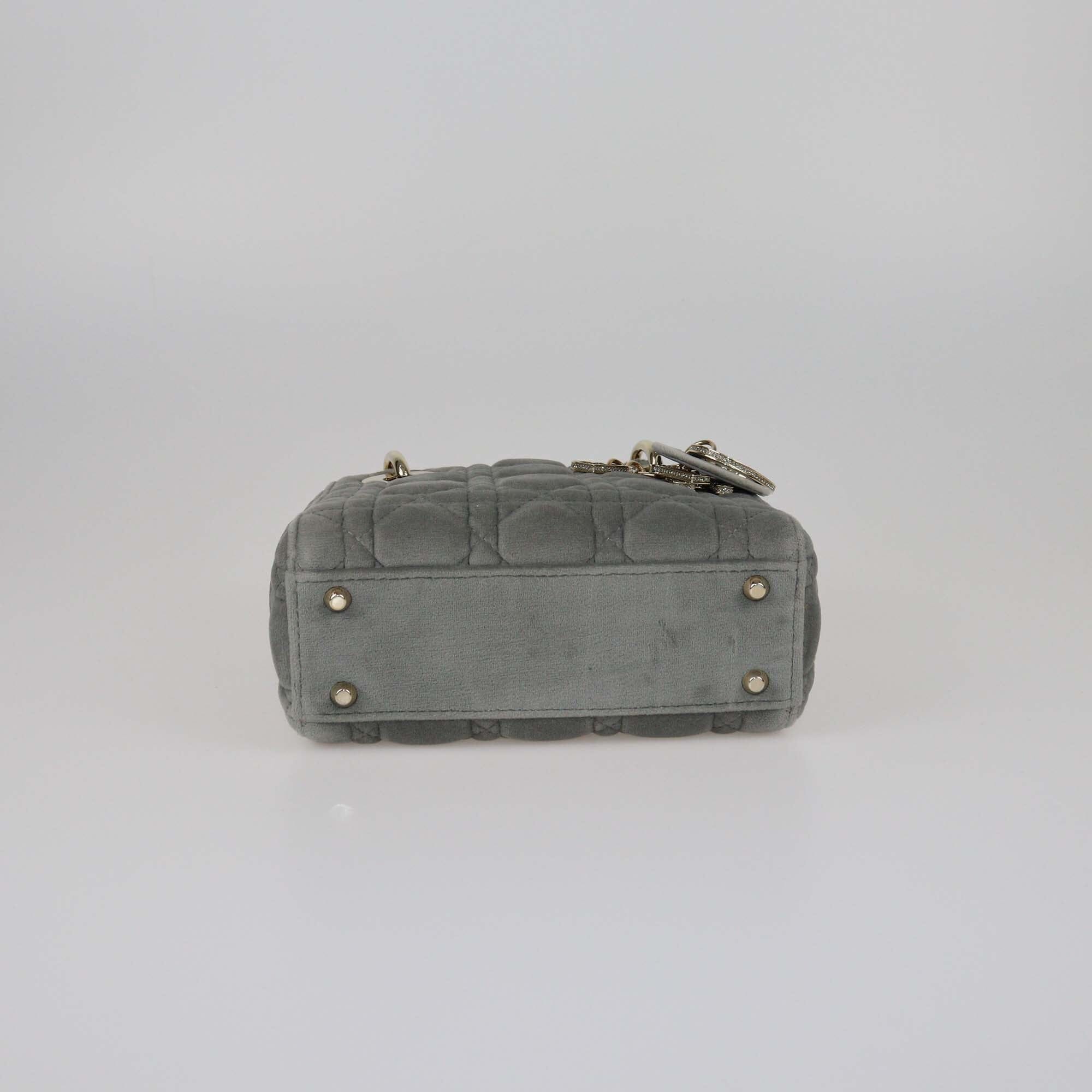Christian Dior Grey Cannage Mini Lady Dior Tote Womens Christian Dior 
