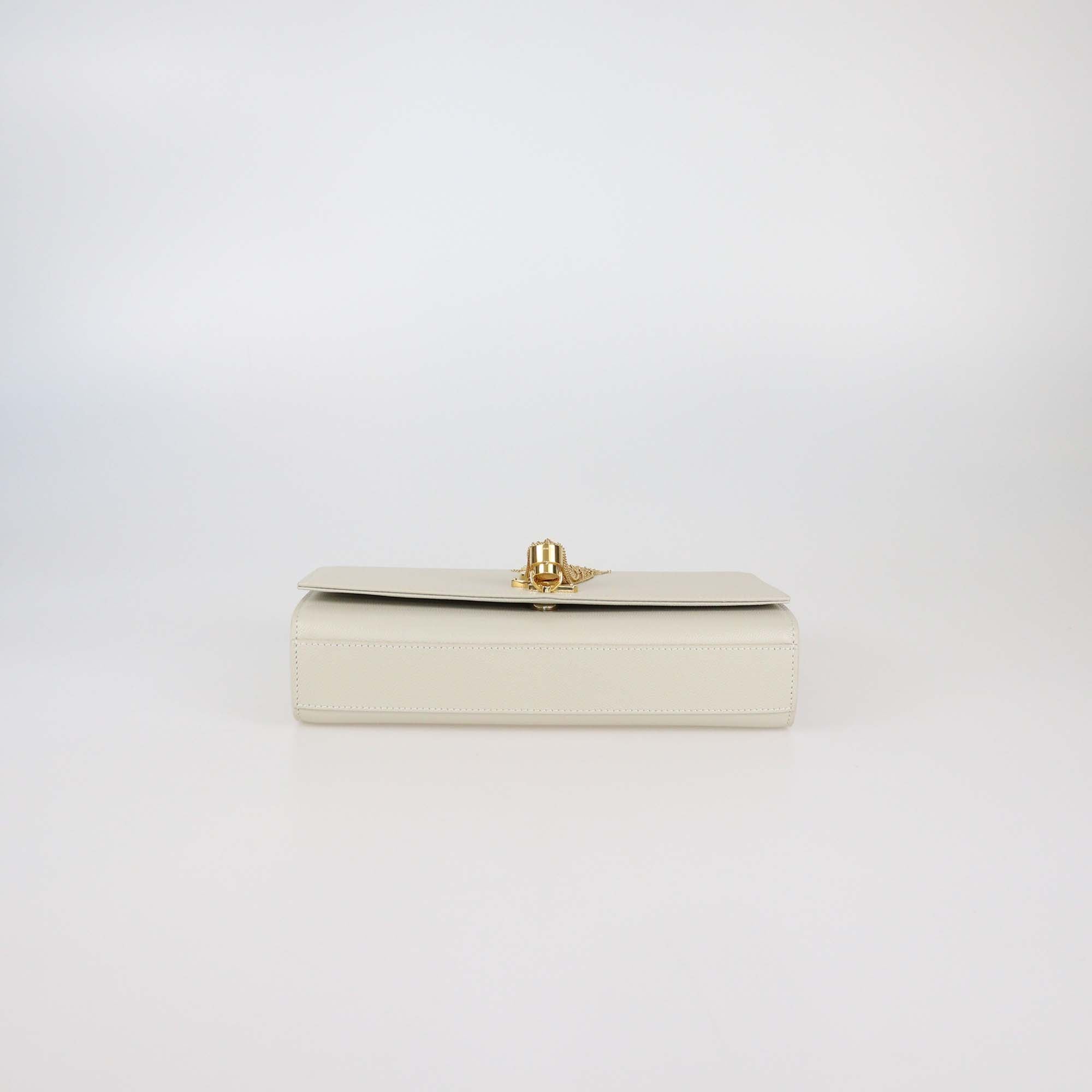 Saint Laurent Off White Leather Medium Kate Tassel Shoulder Bag