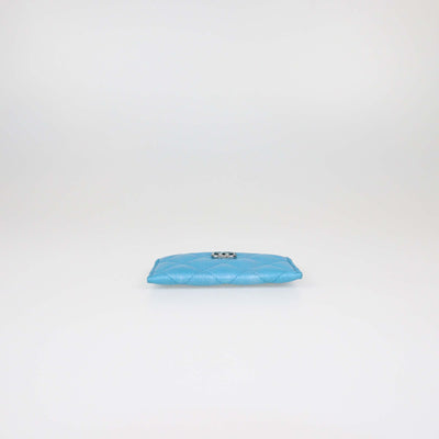 Chanel Blue Iridescent Quilted Leather CC Card Holder