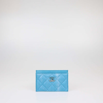 Chanel Blue Iridescent Quilted Leather CC Card Holder