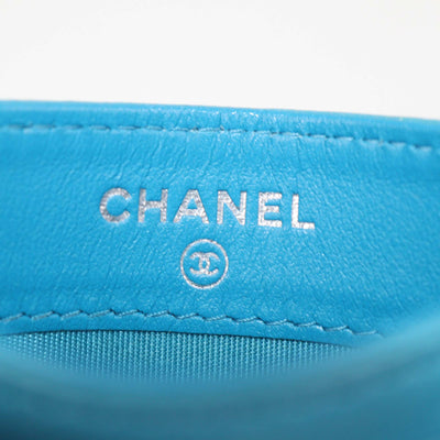 Chanel Blue Iridescent Quilted Leather CC Card Holder