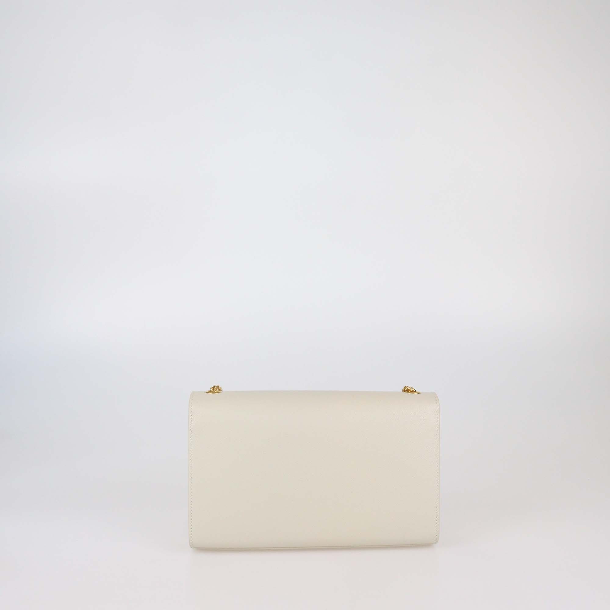 Saint Laurent Off White Leather Medium Kate Tassel Shoulder Bag