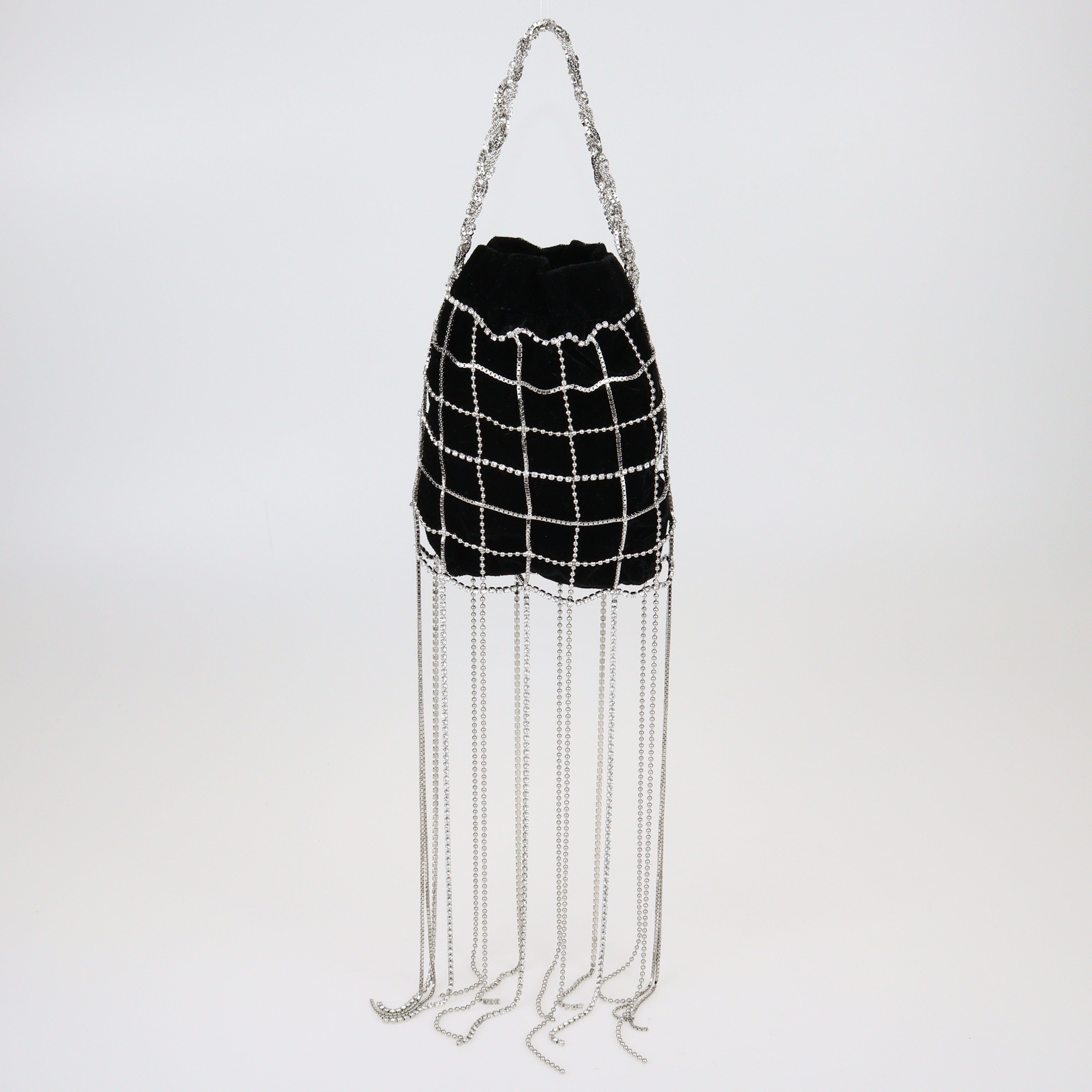 Black Crystal Details Mini Bucket Bag Bags Dolce & Gabbana 