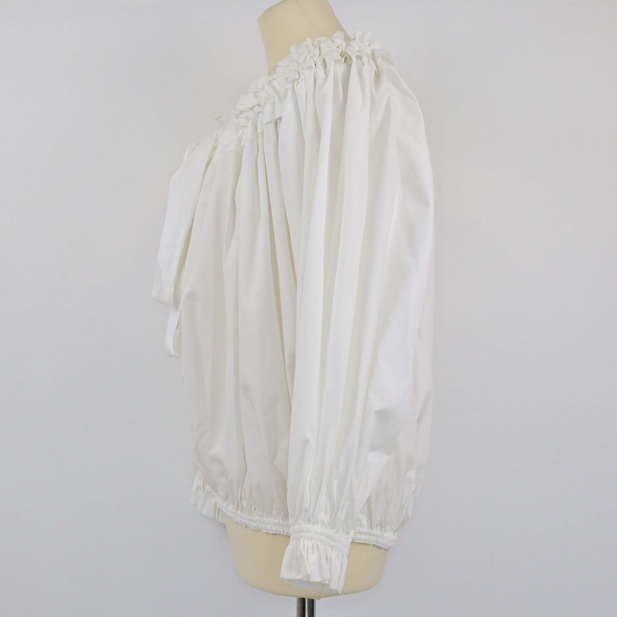 Alexander McQueen White Off Shoulder Ruffled Long Sleeve Blouse Womens Alexander Mcqueen 