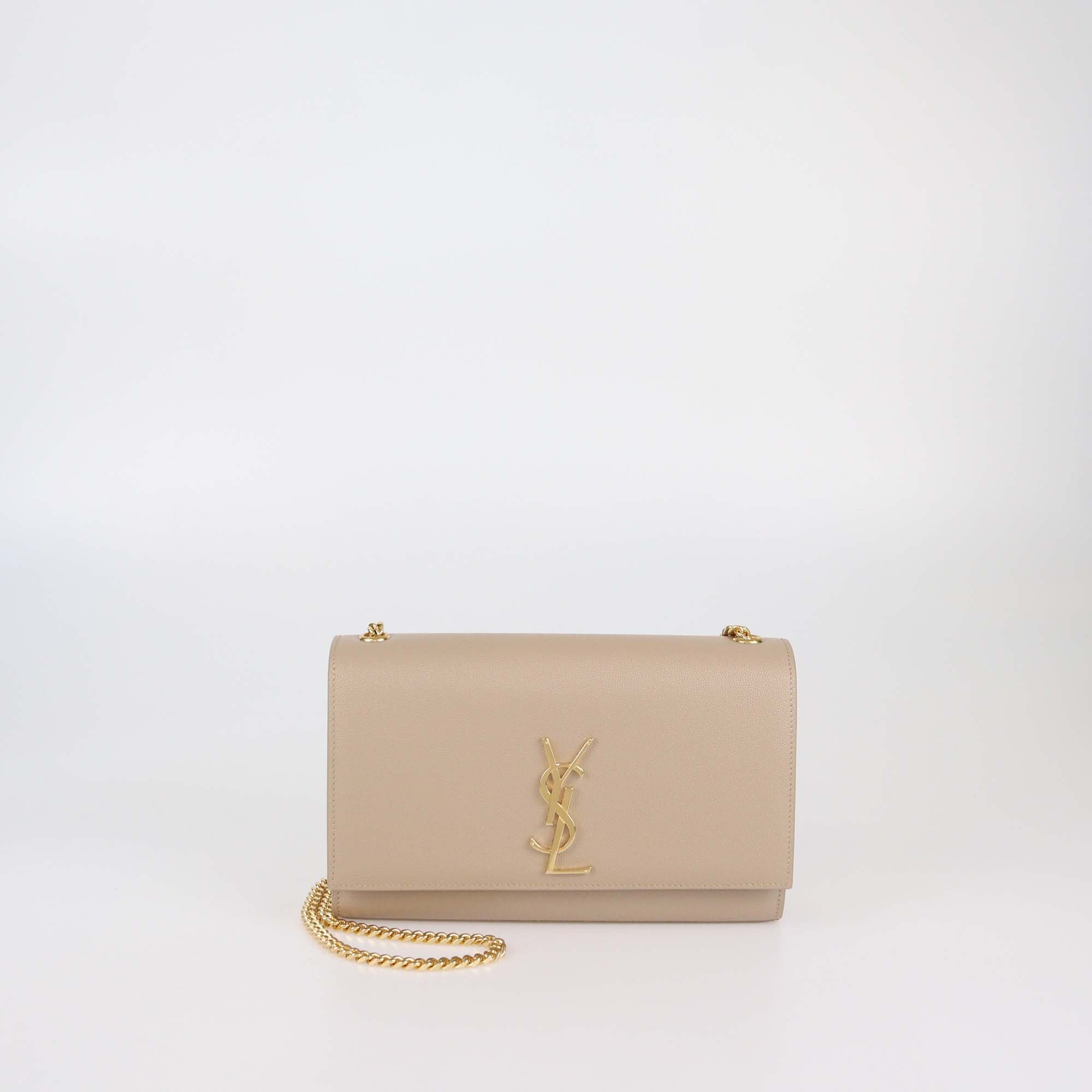 Saint Laurent Beige Leather Medium Kate Shoulder Bag