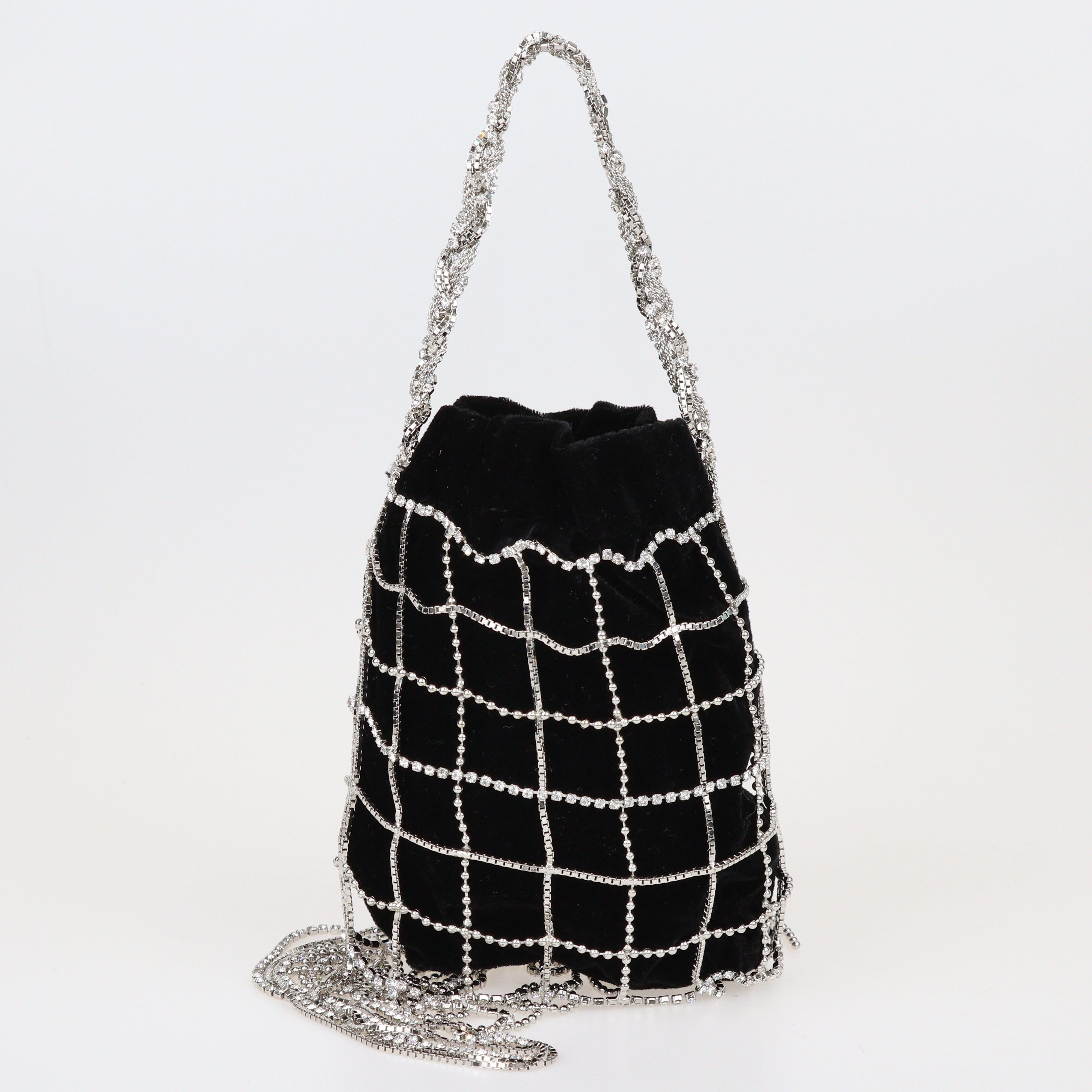 Black Crystal Details Mini Bucket Bag Bags Dolce & Gabbana 