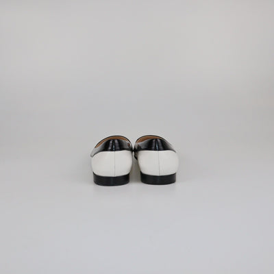 Prada White/Black Brushed Pointed Toe Flat Pumps Womens Prada 
