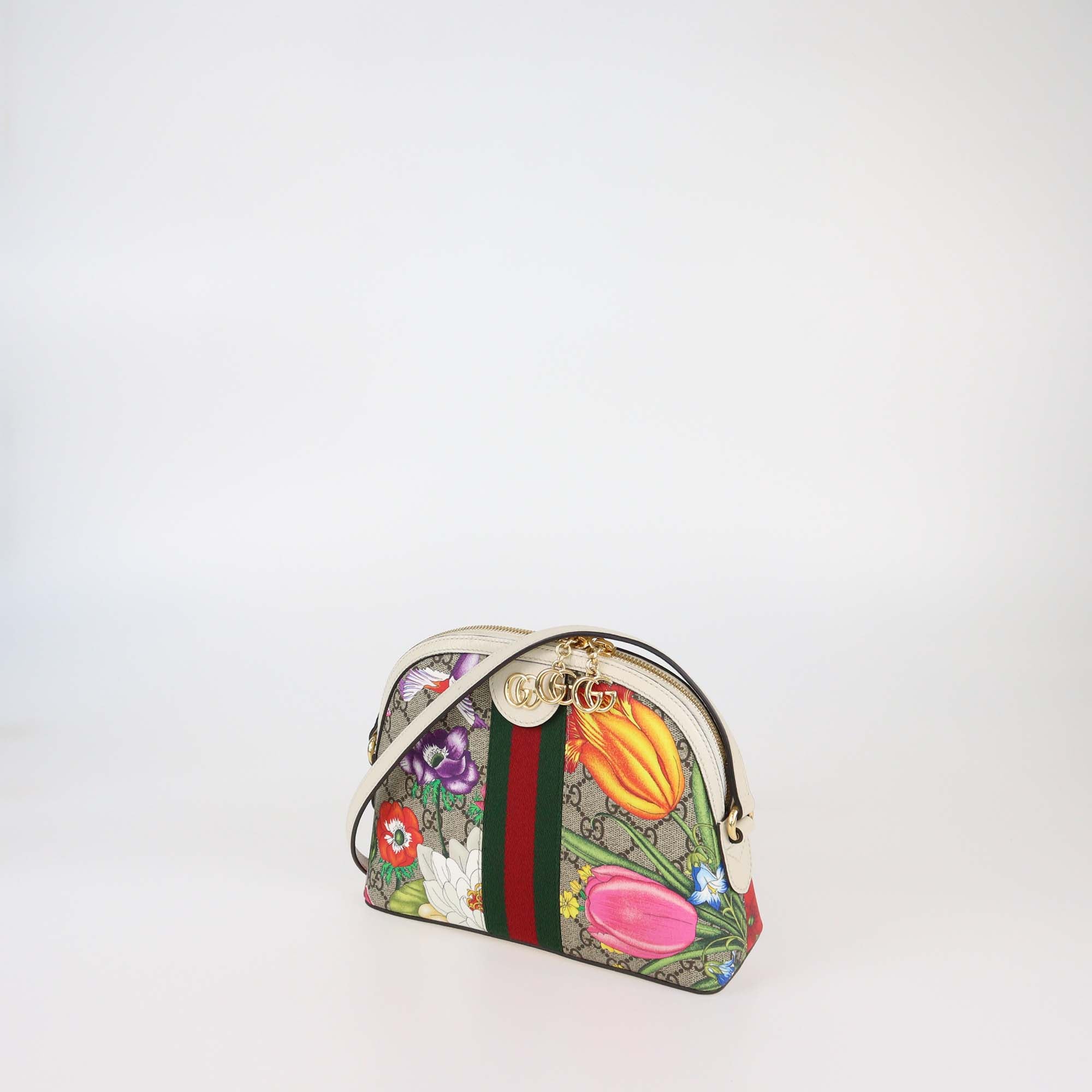 Gucci Multicolor GG Supreme Canvas Small Floral Ophidia Shoulder Bag
