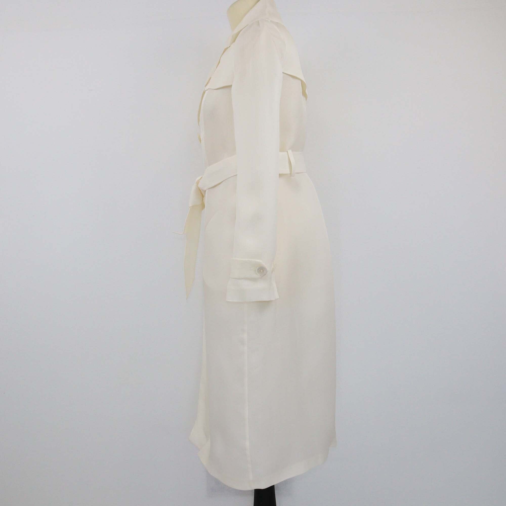 Dsquared Off White Double Breasted Belted Trench Coat Womens Dsquared2 