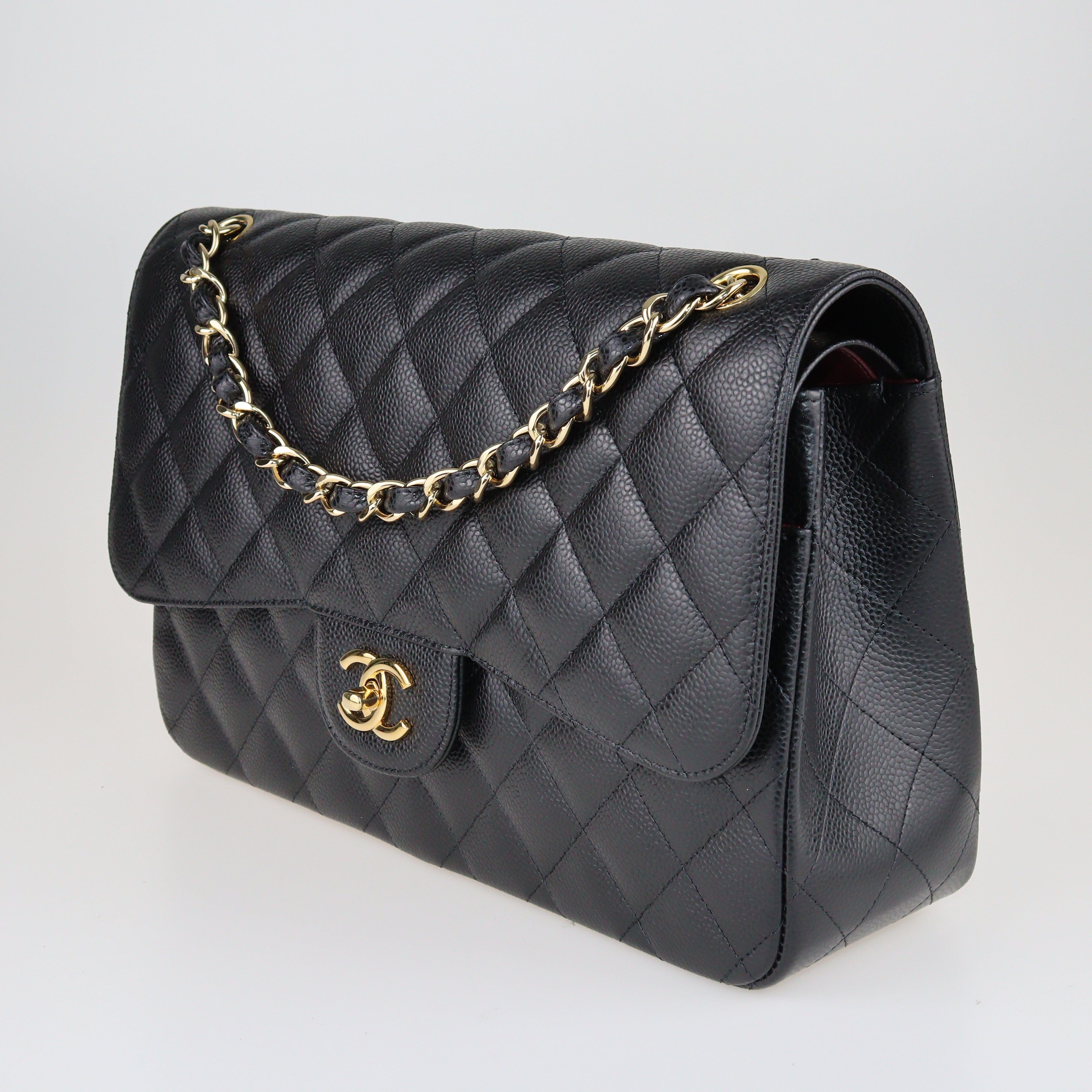 Black Jumbo Classic Double Flap Bag w GHW