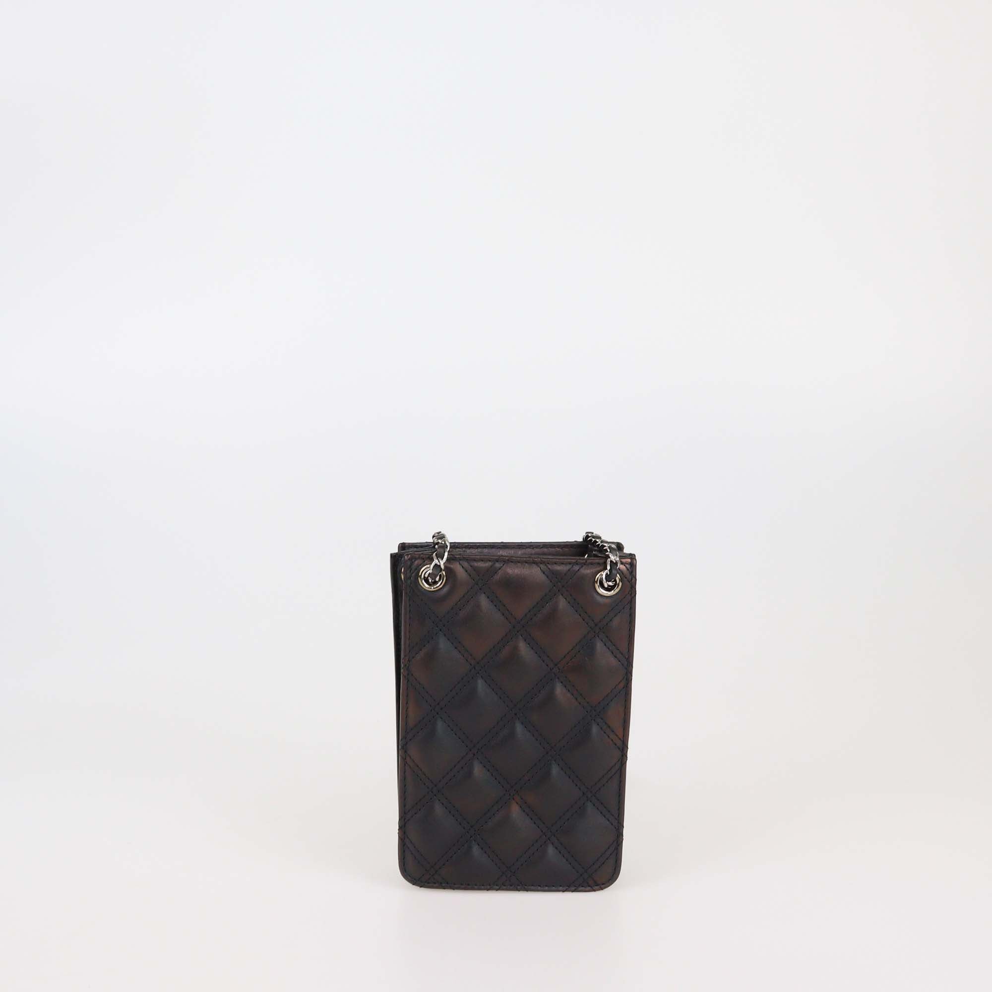 Chanel Black Quilted Leather CC Phone Holder Crossbody Bag