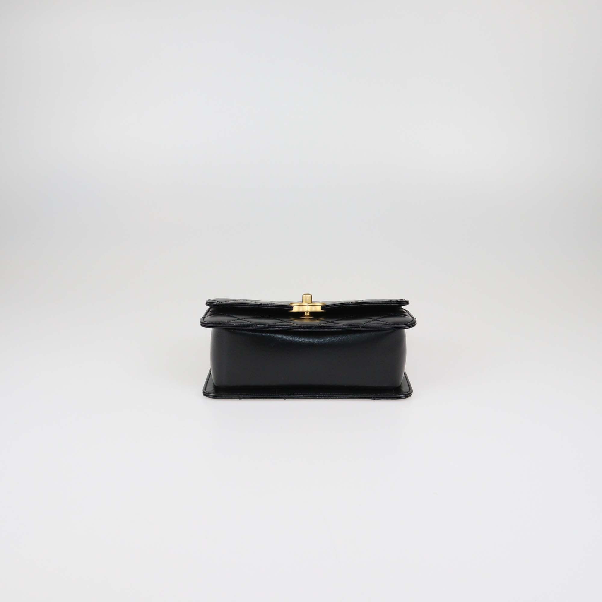 Chanel Black Shiny Calfskin Quilted Leather Mini Perfect Fit Flap Bag