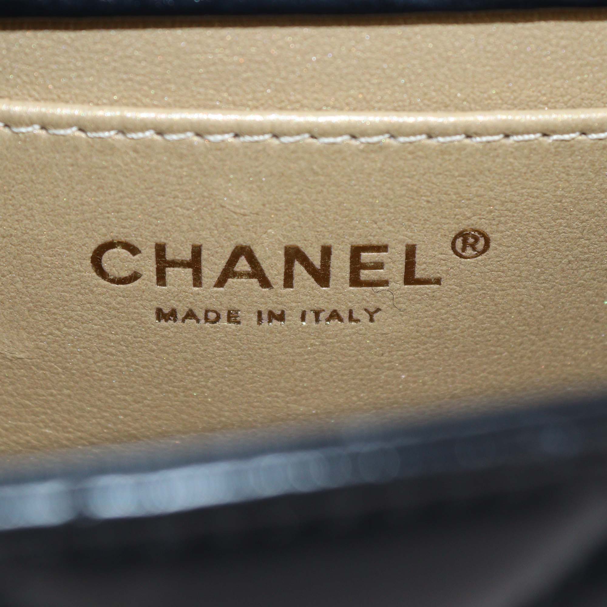 Chanel Black Shiny Calfskin Quilted Leather Mini Perfect Fit Flap Bag