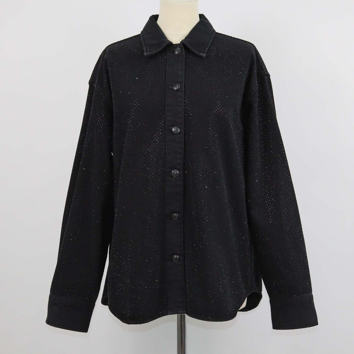 Rag & Bone Black Denim Crystal Embellished Longsleeve Shirt