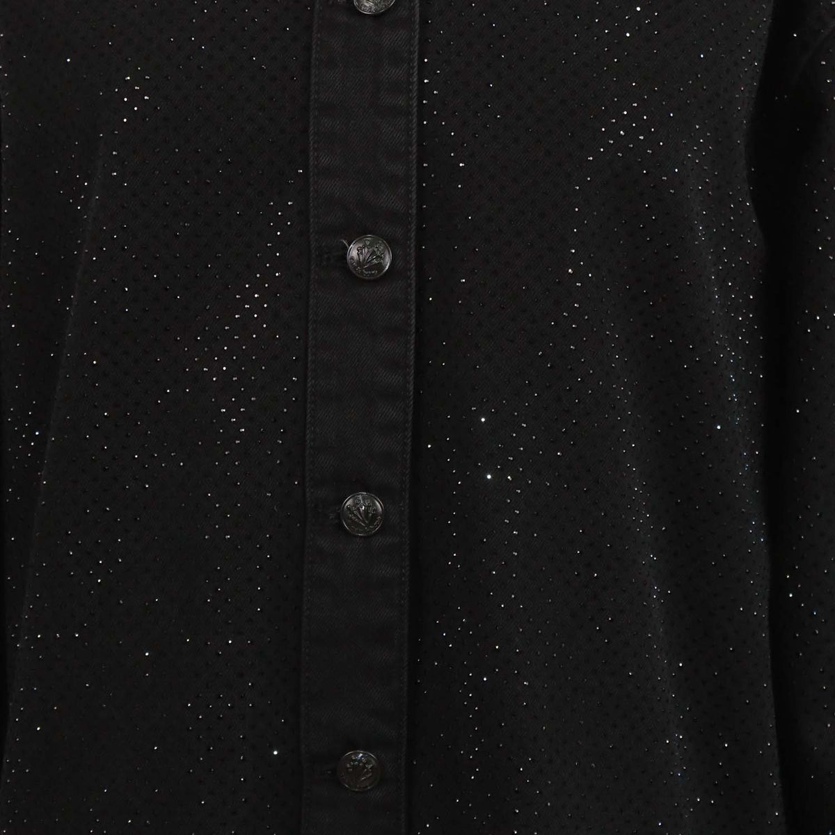Rag & Bone Black Denim Crystal Embellished Longsleeve Shirt