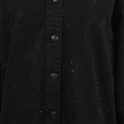 Rag & Bone Black Denim Crystal Embellished Longsleeve Shirt
