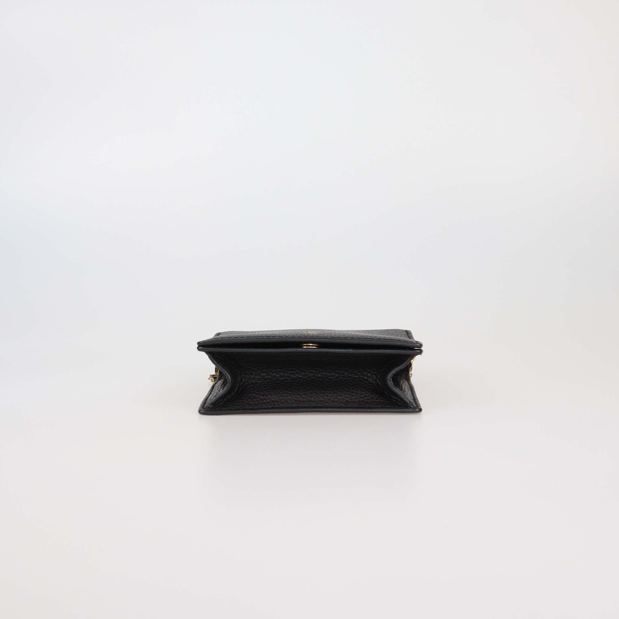 Christian Dior Black Leather D Bee Wallet On Chain