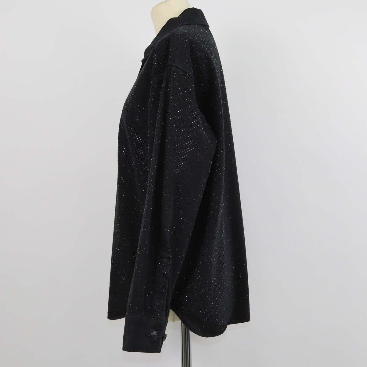 Rag & Bone Black Denim Crystal Embellished Longsleeve Shirt