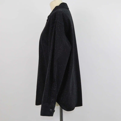 Rag & Bone Black Denim Crystal Embellished Longsleeve Shirt