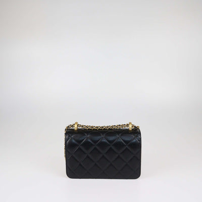 Chanel Black Shiny Calfskin Quilted Leather Mini Perfect Fit Flap Bag