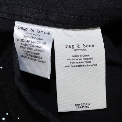 Rag & Bone Black Denim Crystal Embellished Longsleeve Shirt