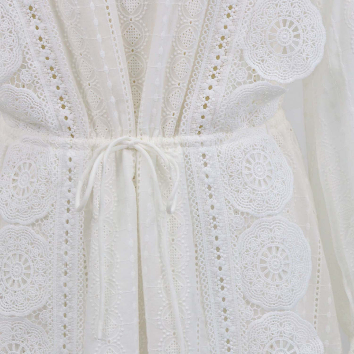Maje White Cotton Emboidered Lace Longsleeve Mini Dress