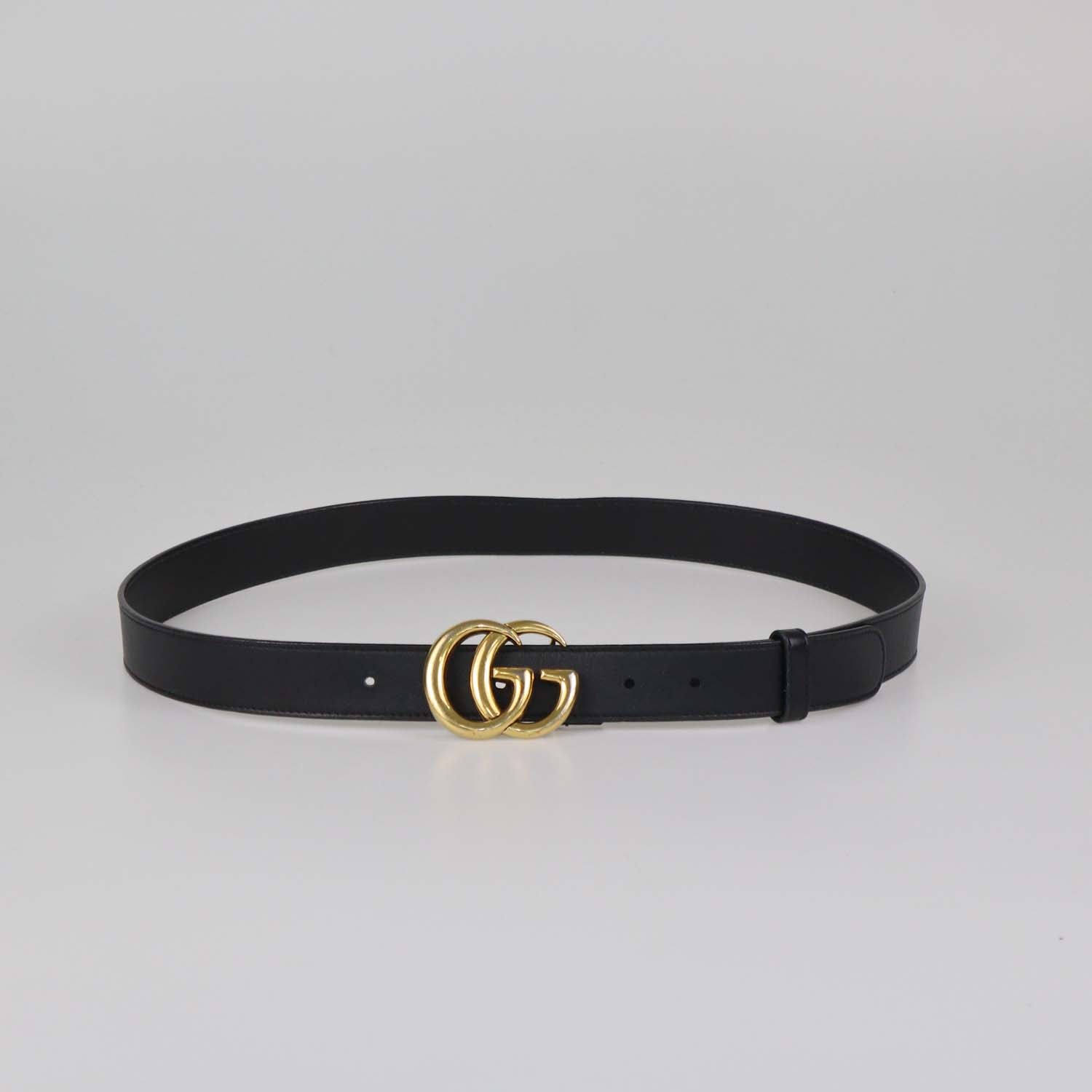Gucci Black Leather GG Marmont Slim Belt