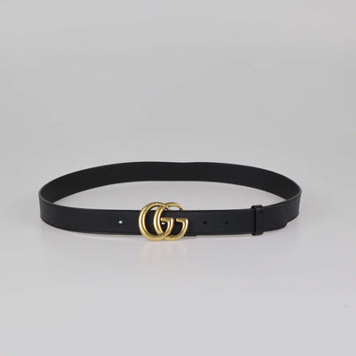 Gucci Black Leather GG Marmont Slim Belt