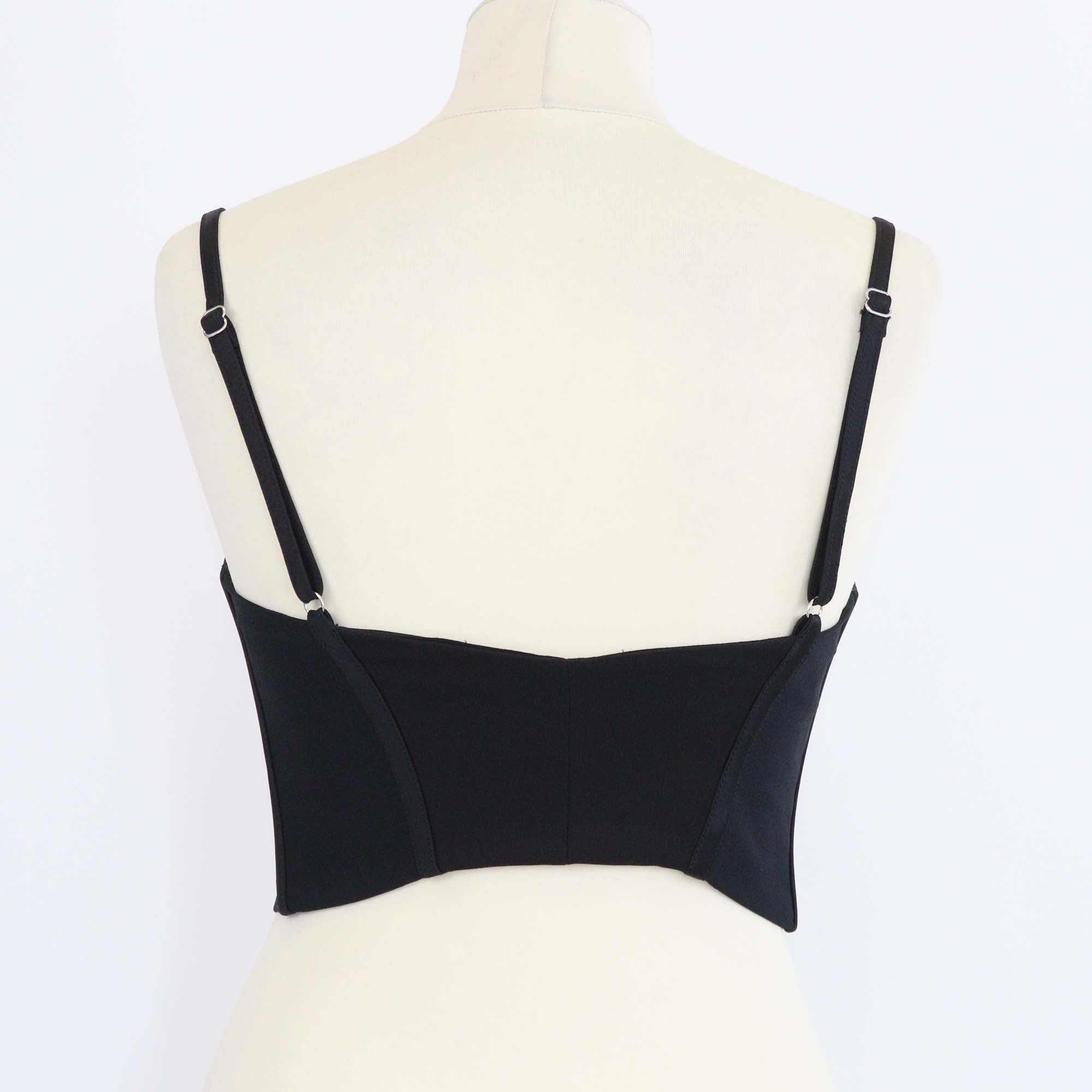 Versace Black Acetate Crepe Medusa Front Zip Bustier Top