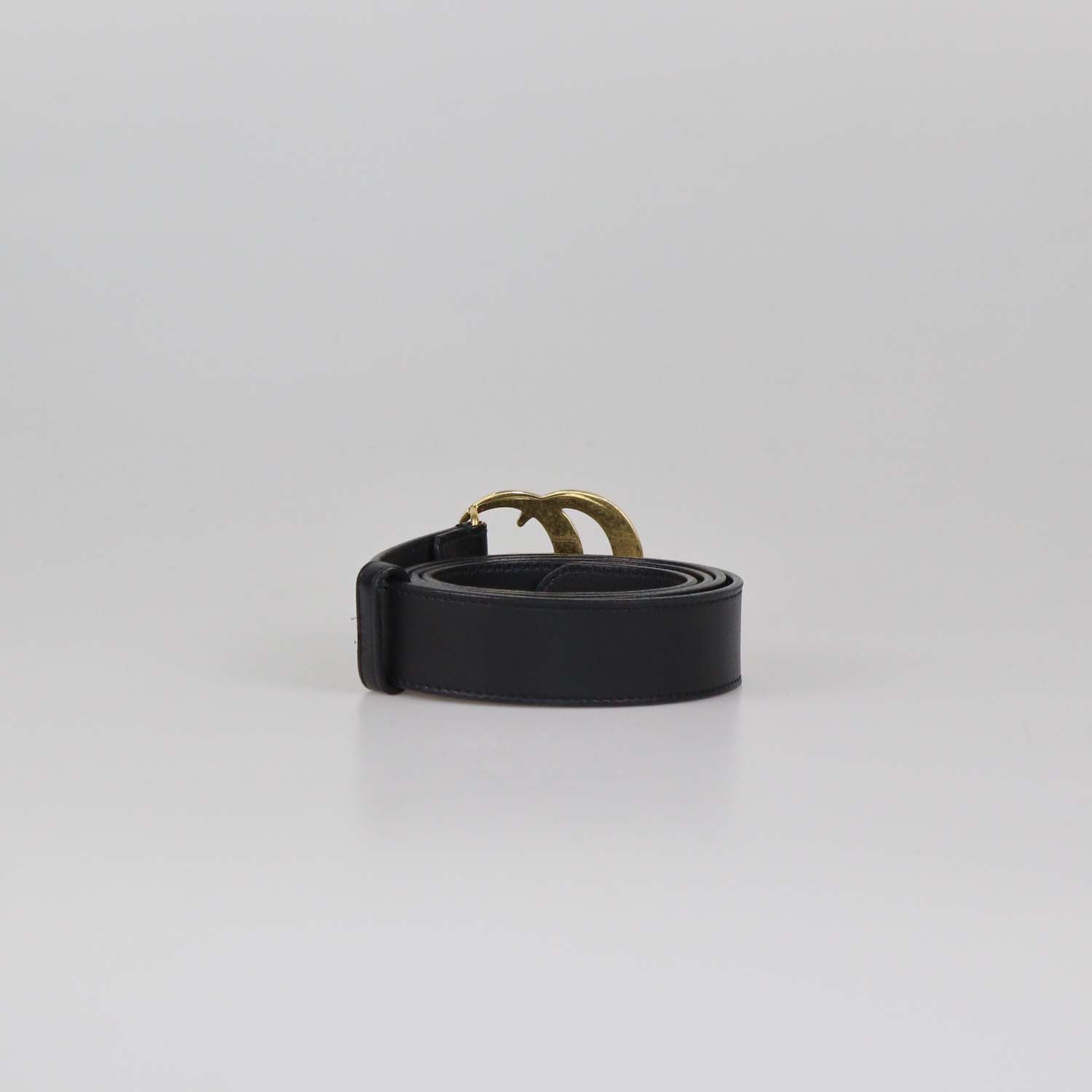Gucci Black Leather GG Marmont Slim Belt